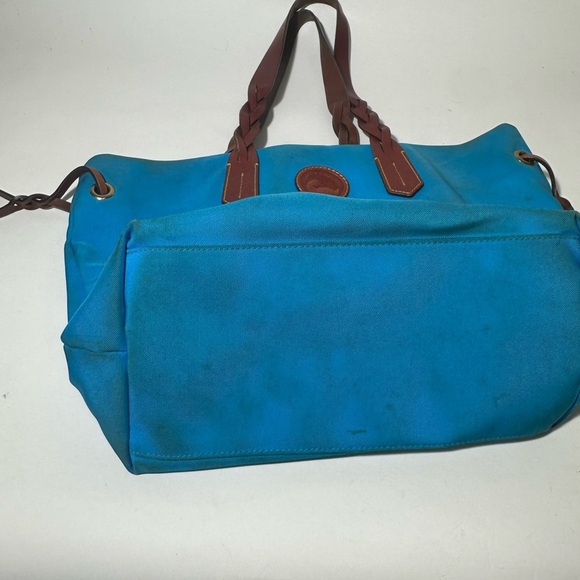 Dooney & Bourke Turquoise Blue Tote with Brown Leather Accents - Picture 5 of 9